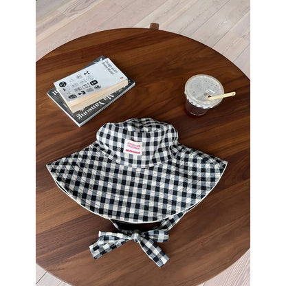Korean Checkered Strap Fisherman's Hat