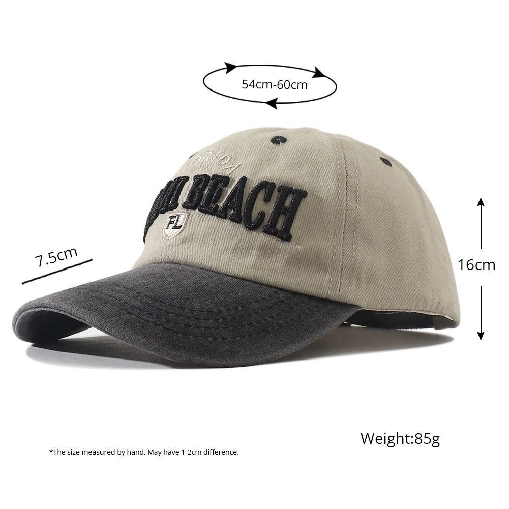 Miami Beach Letter Embroidered Baseball Cap Hip Hop