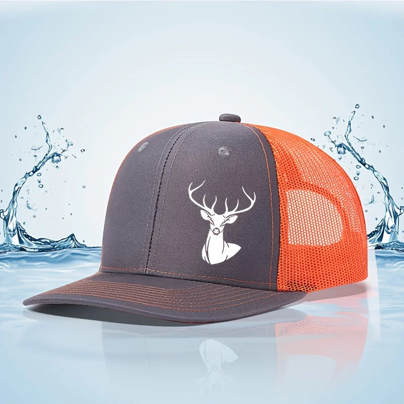 White Deer Head Printed Baseball Cap for Men and Women