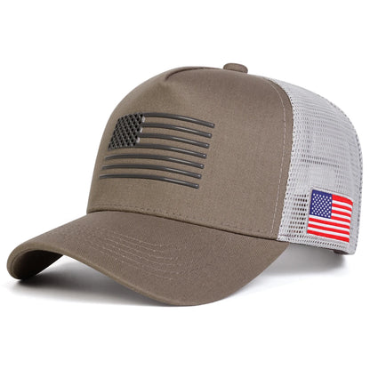 Unisex American Flag Embroidery Baseball Net Caps Outdoor Adjustable Casual Hats Sunscreen Hat Sports Cap