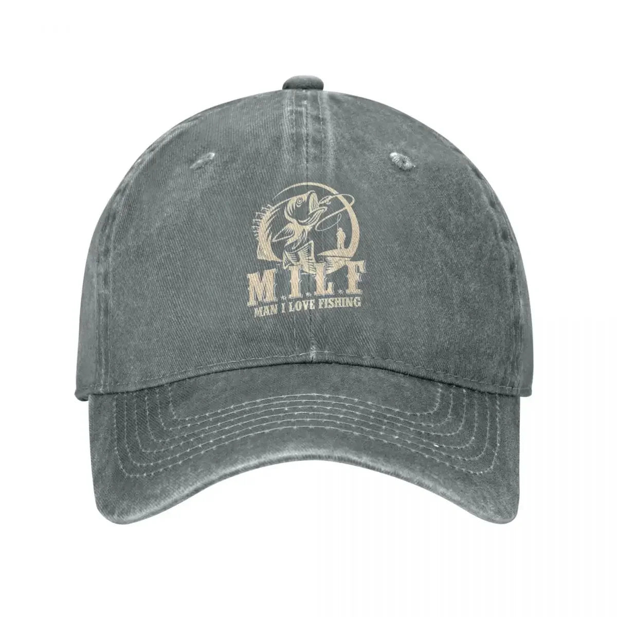 Fashion MILF Man I Love Fishing Baseball Cap Unisex Style Distressed Cotton Sun Cap