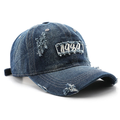 1989 Distressed Fringed Denim Baseball Cap
