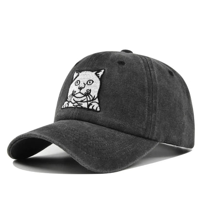 Vintage Cat Embroidery Baseball Cap