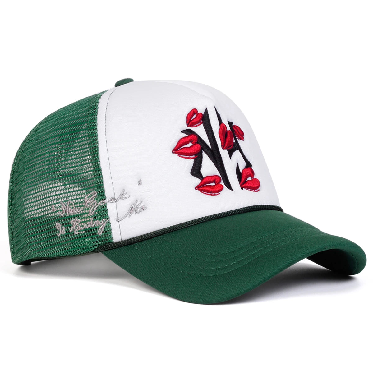 Unisex Letter Lips Embroidery Baseball Net Caps Spring and Summer