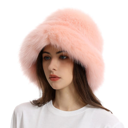 Hat Woman Winter Faux Fur Fisherman Hat Woman