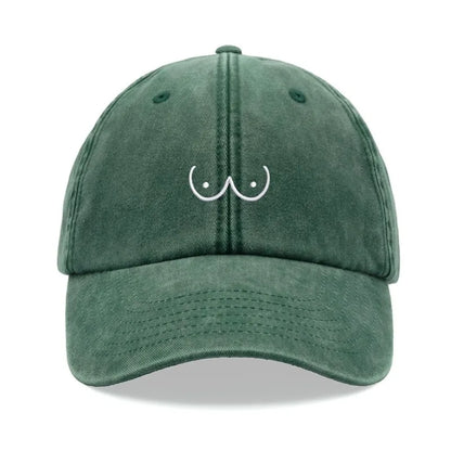 1pc Boobs Cartoon Baseball Caps for Women,Vintage Washed Funny