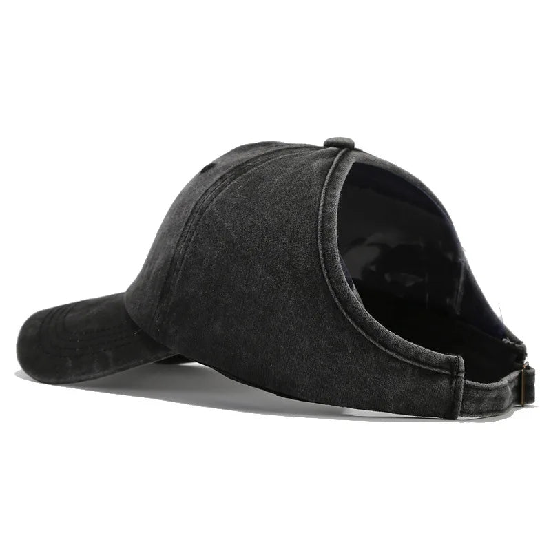 Retro Washed Backless Baseball Cap For Women