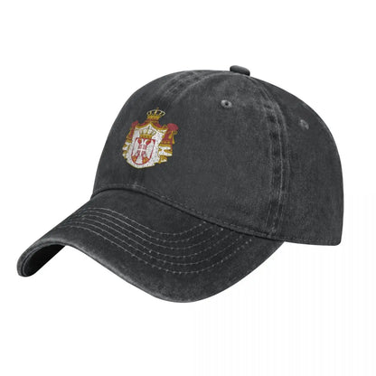 Men Baseball Cap Serbia Emblem Charcoal Washed Denim
