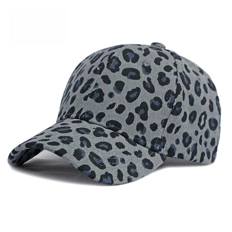Women Winter Hat Leopard Pattern Corduroy Baseball Cap