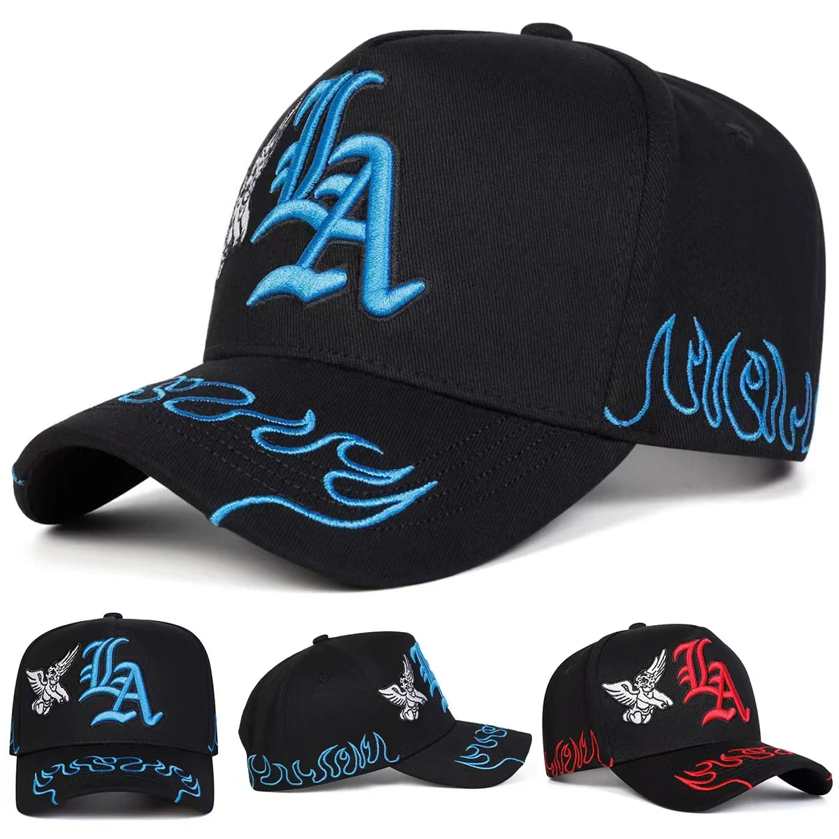 Unisex Gothic LA Angel Embroidery Baseball Caps Spring Autumn