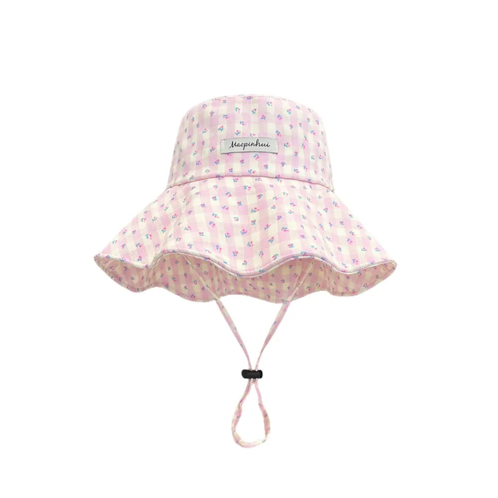 New Floral Plaid Fisherman Hat Large Brim Adjustable Sunshade Hat