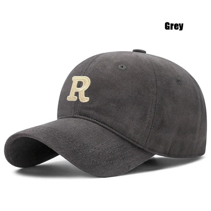 Unisex Korean Version Big Head Circumference Three-Dimensional R Letter Cotton Embroidered Baseball Cap
