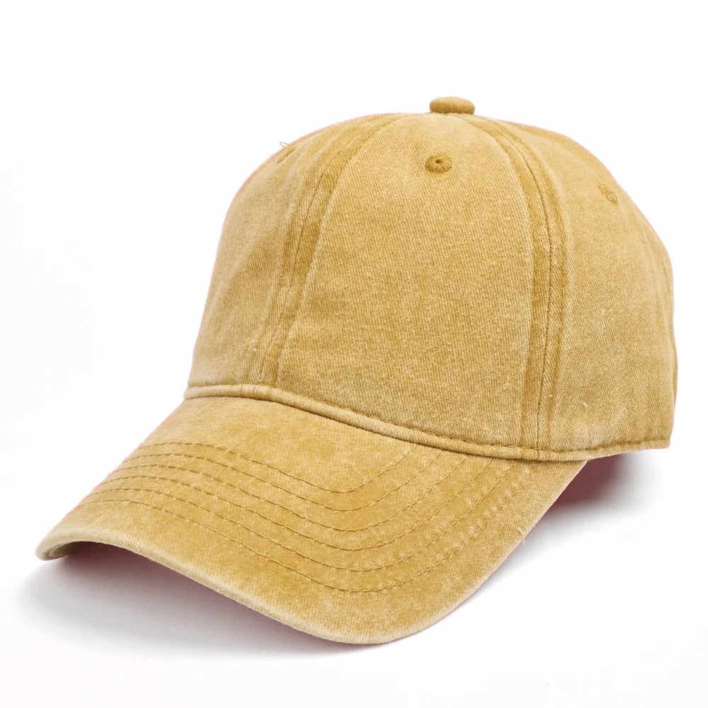 Vintage Wash Cotton Baseball Cap Unisex Plain Soft Crown Sun Visor Dad Hat