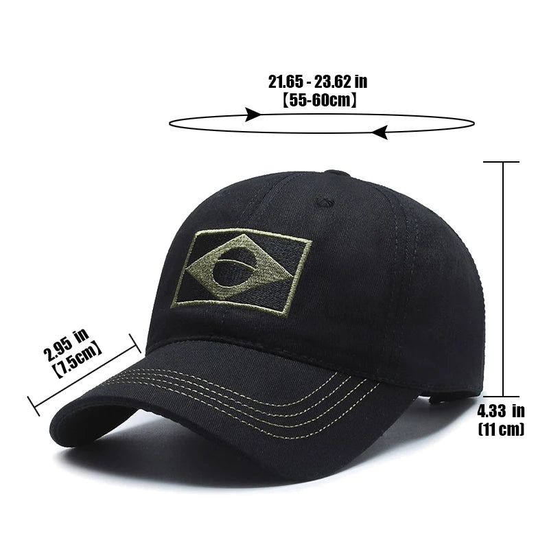 Unisex Brazilian Flag Embroidery Tactical Baseball Cap Classic Fashion
