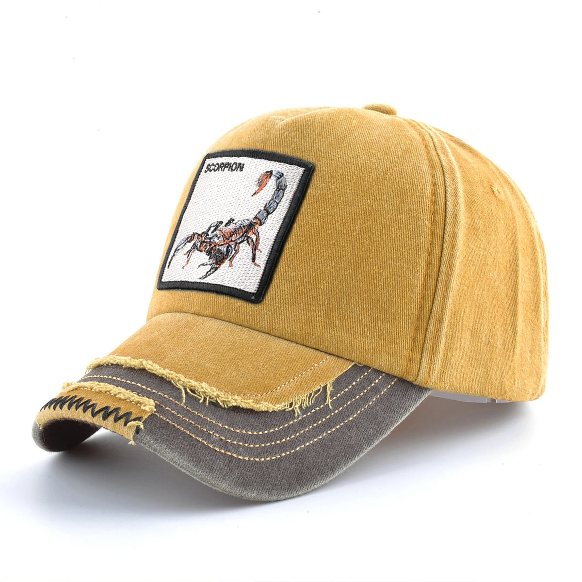 Vintage Denim Baseball Cap With Embroidery Animals