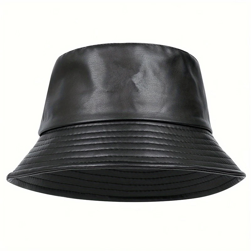 Fashion Bucket Hat Artificial Leather Windproof Warm Cap