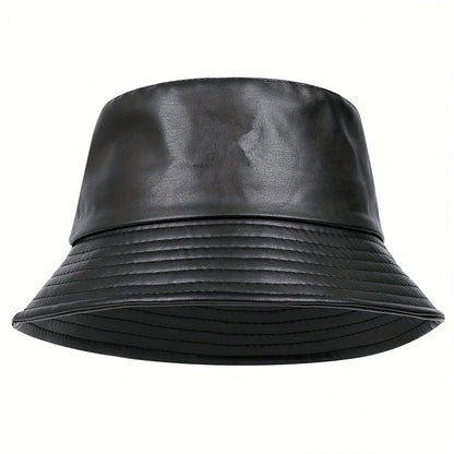 Fashion Bucket Hat Artificial Leather Windproof Warm Cap