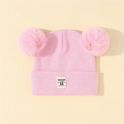 Autumn Winter Baby Warm Knitted Hats With Pom Kids Knit Beanie Hat Solid Color Children Hat