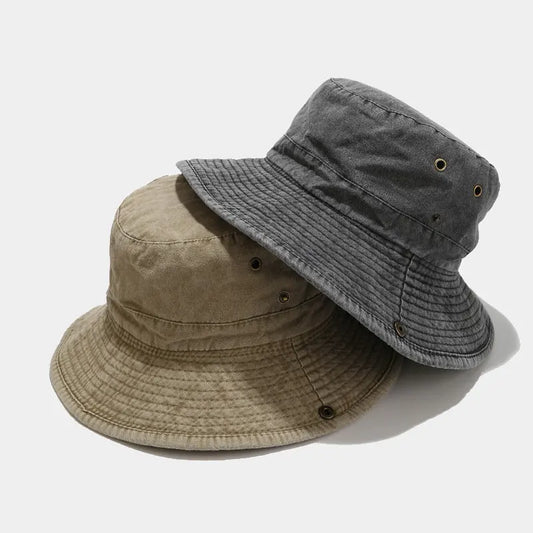 2022 Cotton Solid Bucket Hat Outdoor Fisherman Travel Sun Cap