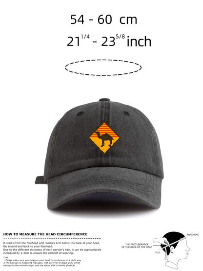 Camel Print Washed Baseball Cap For Adults, Minimalist Retro Style Casual Soft