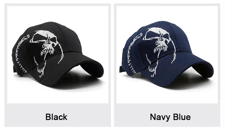 Embroidered Skull Cap For Men Cotton Sports Baseball Caps Fashion Black Pattern
