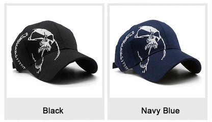 Embroidered Skull Cap For Men Cotton Sports Baseball Caps Fashion Black Pattern
