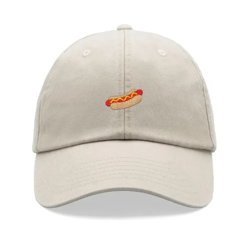 Hotdog Baseball Cap Vintage Washed Unisex Dad Hat Adjustable Faded Sports Sun Food Hiking Gardening Funny
