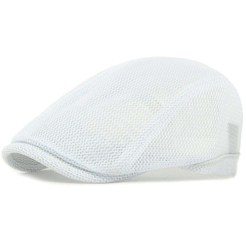 Men Women Breathable Mesh Trucker Cap Solid Plain Ivy Flat Cap Male Female Berets