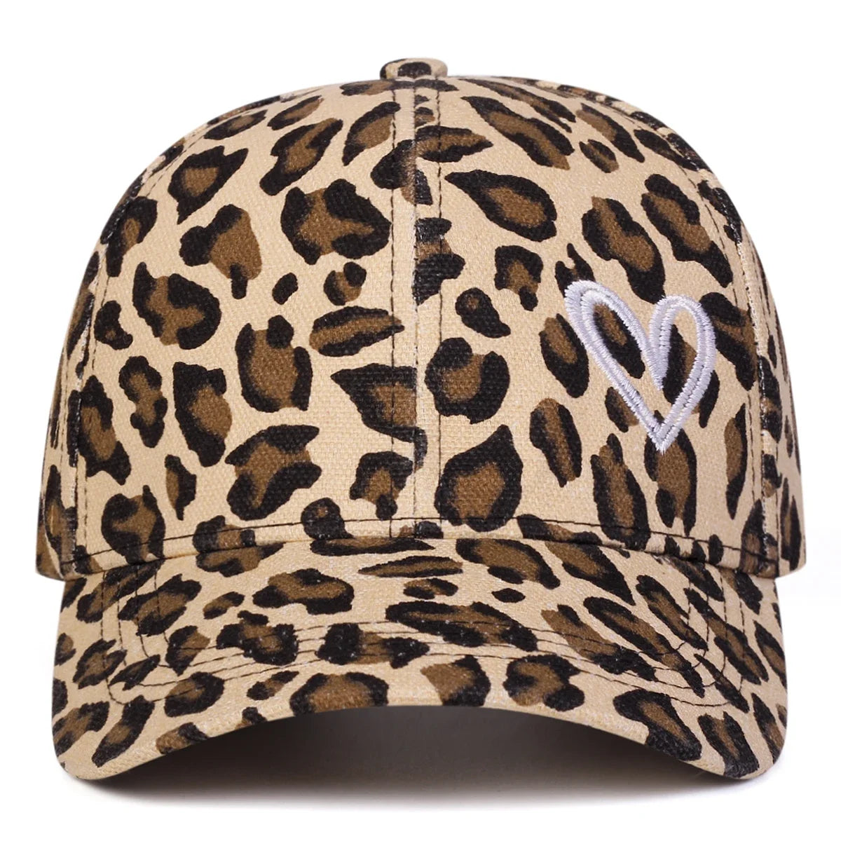 Unisex Love Embroidery Leopard Print Baseball Caps