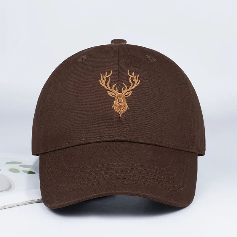 Golden Deer Head Embroidered Baseball Cap
