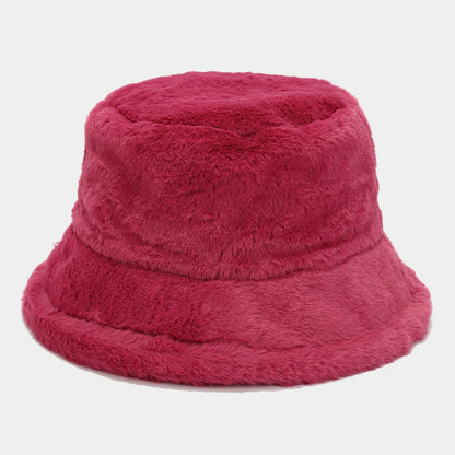 Faux Rabbit Fur Bucket Hat Lady Winter Warm Soft Panama Hat