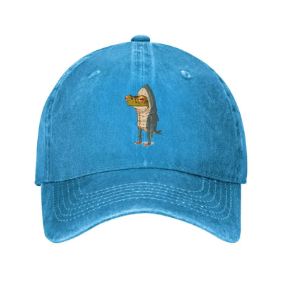 Frog Shark Adjustable Washed Denim Cotton Low Profile Men Dad Trucker Hat