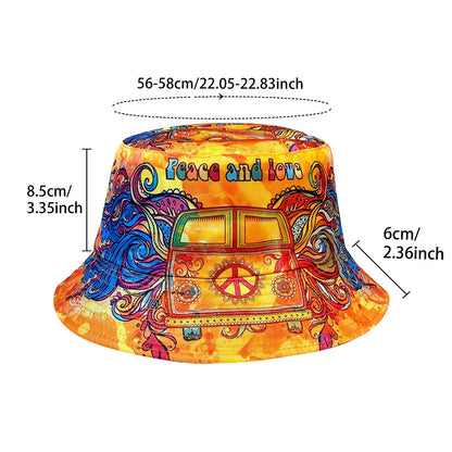 Peace and Love Colorful Fisherman Hat, Reversible Sun Hat, Foldable Fashionable Bucket Hat, Colorful and Cool Fashion, All-Season Bucket Hat
