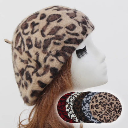 Women's Autumn And Winter Leopard Print Pumpkin Cap