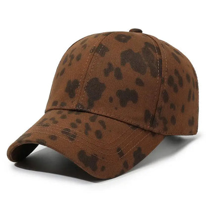 Trendy Unisex Leopard Printed Baseball Cap, Stylish Round Top Hat