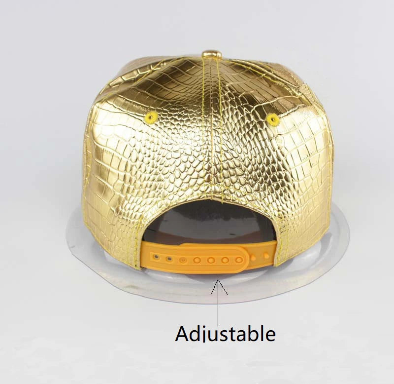 Solid Color Shiny Crocodile Leather Pattern Flat Edge Baseball Cap