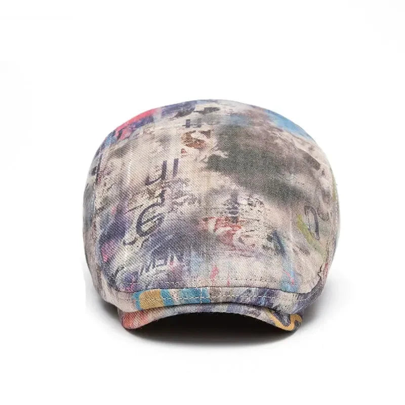 Four Seasons Cotton Print Newsboy Caps Men Flat Peaked Cap