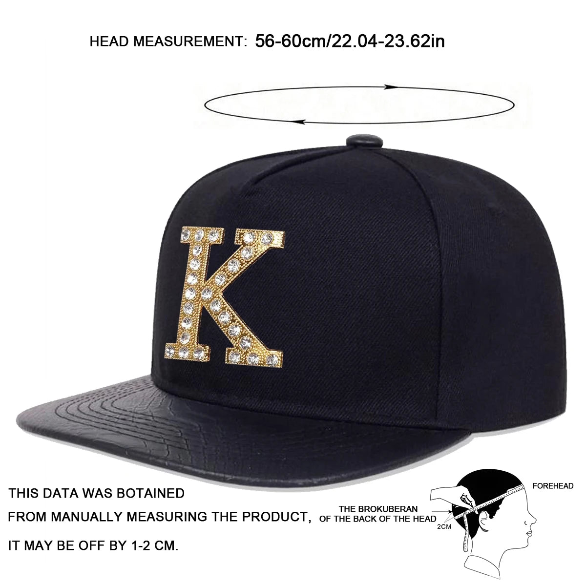 Unisex K Letter Label With Drill Hip-Hop Hats Spring Autumn