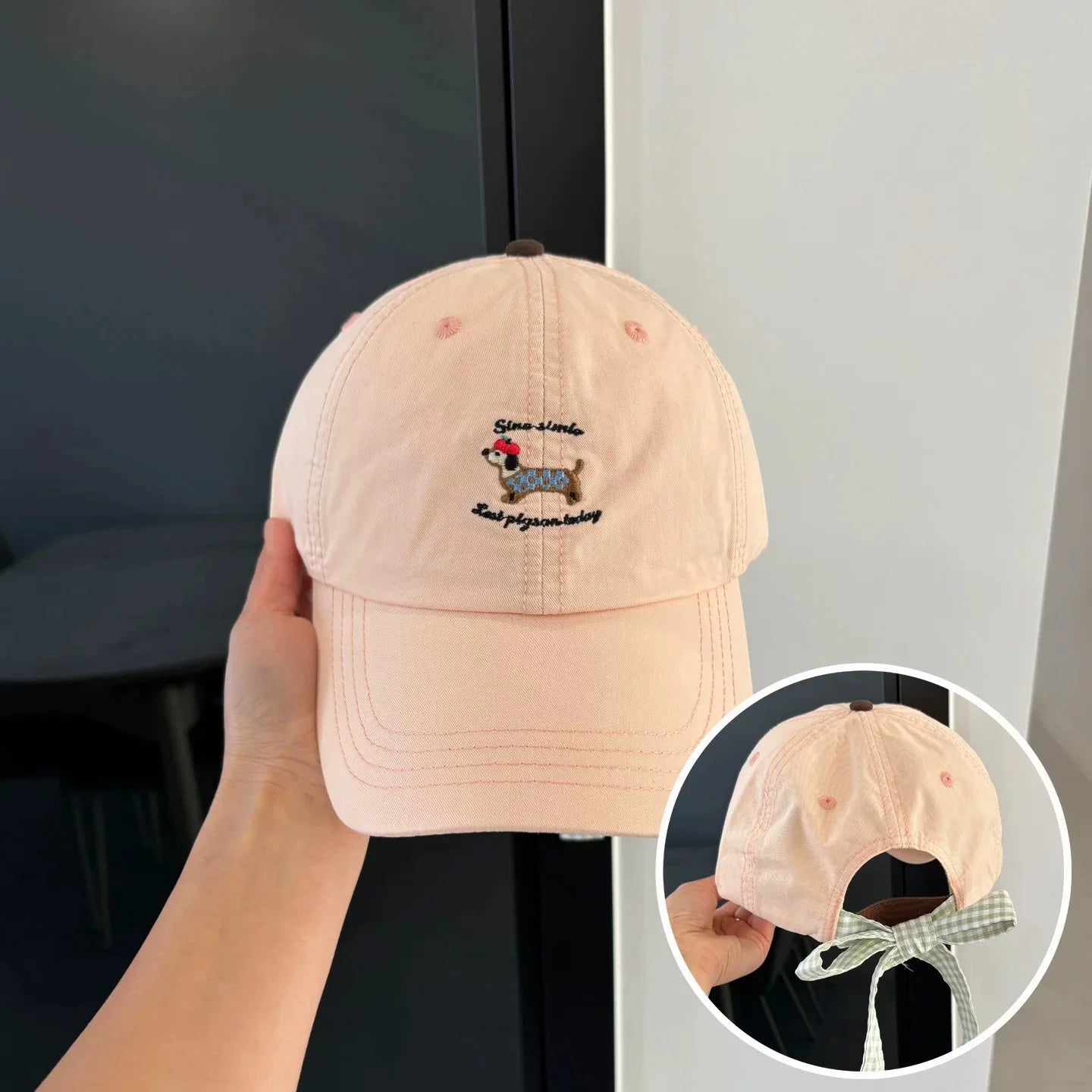 Women Cartoon Embroidered Letters Sausage Dog Baseball Hats