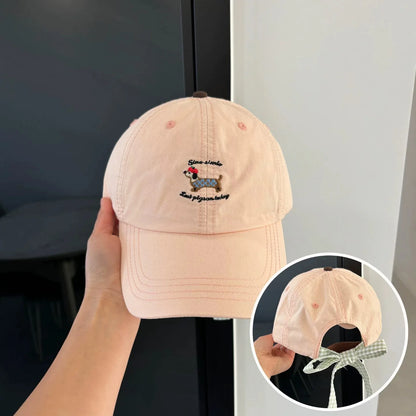 Women Cartoon Embroidered Letters Sausage Dog Baseball Hats