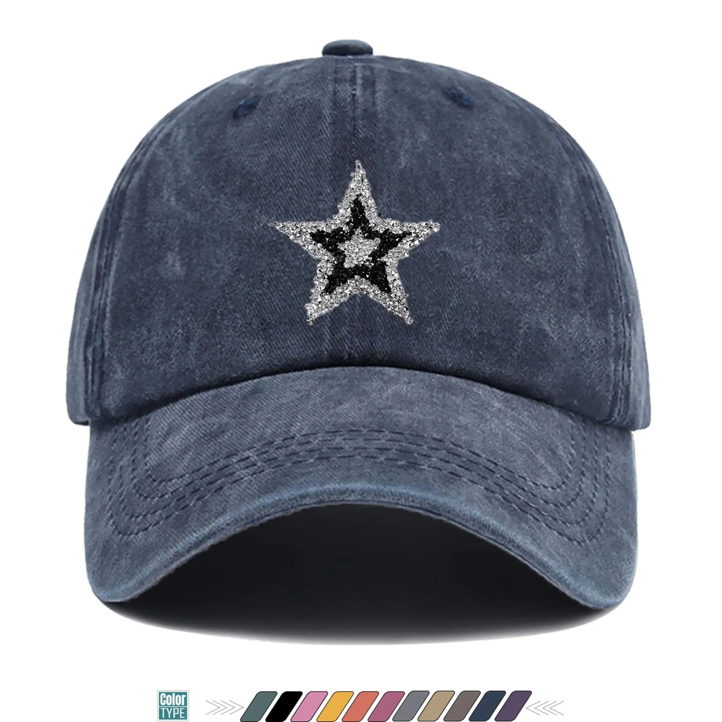 Sparkling Rhinestone Star Trucker Hat - Unisex Baseball Cap