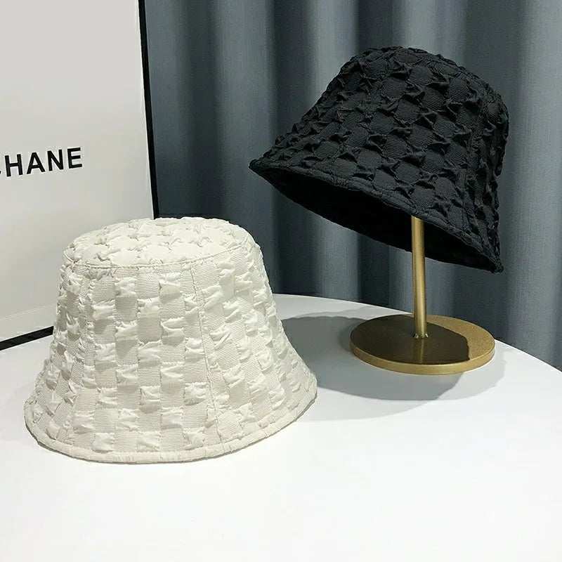 Lace Women Bucket Hat Solid Color Summer Thin Panama Fisherman Hats