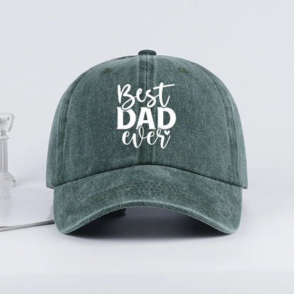 “Best Dad Ever” Printed Vintage Washed Baseball Cap