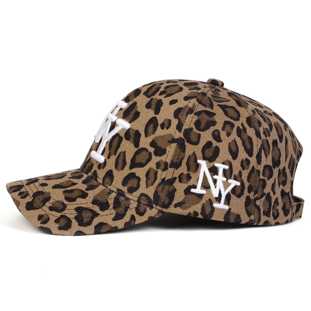 Unisex NY Letter Embroidery Leopard Print Baseball Caps Spring Autumn