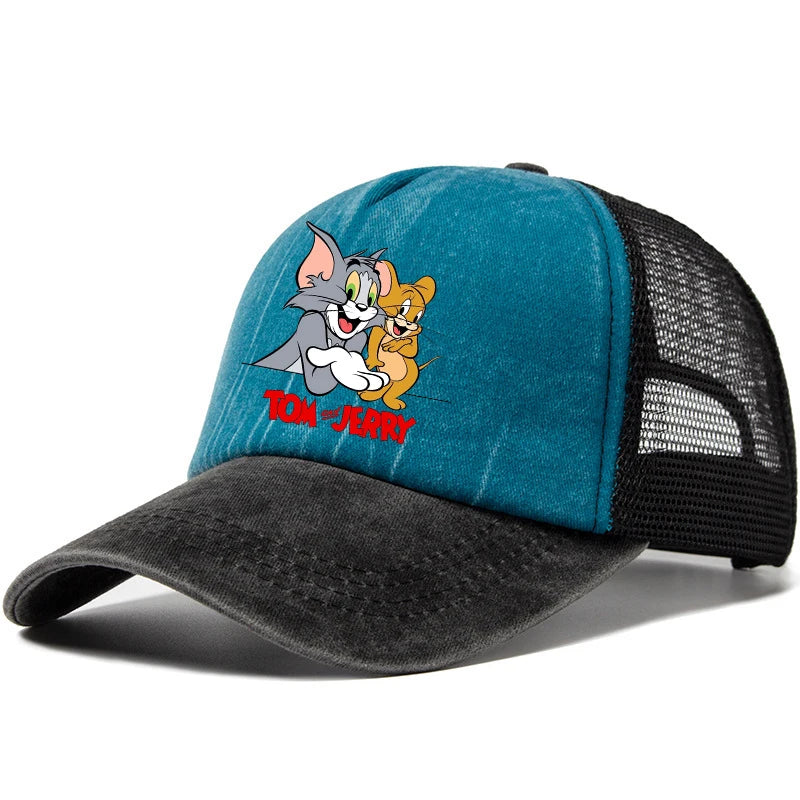 New Tom and Jerry Retro Hat Cartoon Baseball Cap Man Women Adjustable Baseball Hat Children Cute Sun Hat