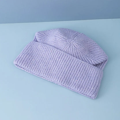 Women’s Cuffed Ribbed Knit Beanie Hat, Speckled Glitter Decorative Winter Hat