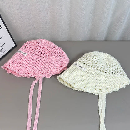 Korean Sle Summer Knitted Bucket Hat Women's