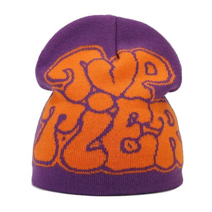 Y2K Letter Knitted Winter Autumn Beanie Cap Men Women