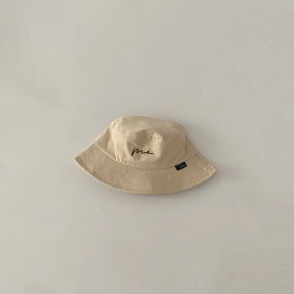 Embroidery Letter Fisherman Hat For Children Sunshade Bucket Cap Solid Cotton Kids Basin Caps 2-6 Year