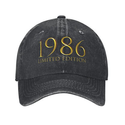 Unisex Vintage 1986 Birthday Year 40 years old  Printed Hats Vintage Distressed Denim  Baseball Cap